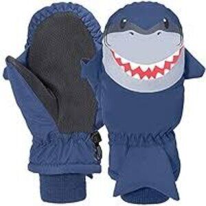 NEW 3M THINSULATE SHARK SNOW SKI WINTER GLOVES MITTENS FLEECE LINING SZ 4T-6T